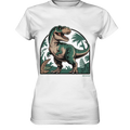 T-Rex in the Jungle - Ladies Premium Shirt Bright Lights Arts