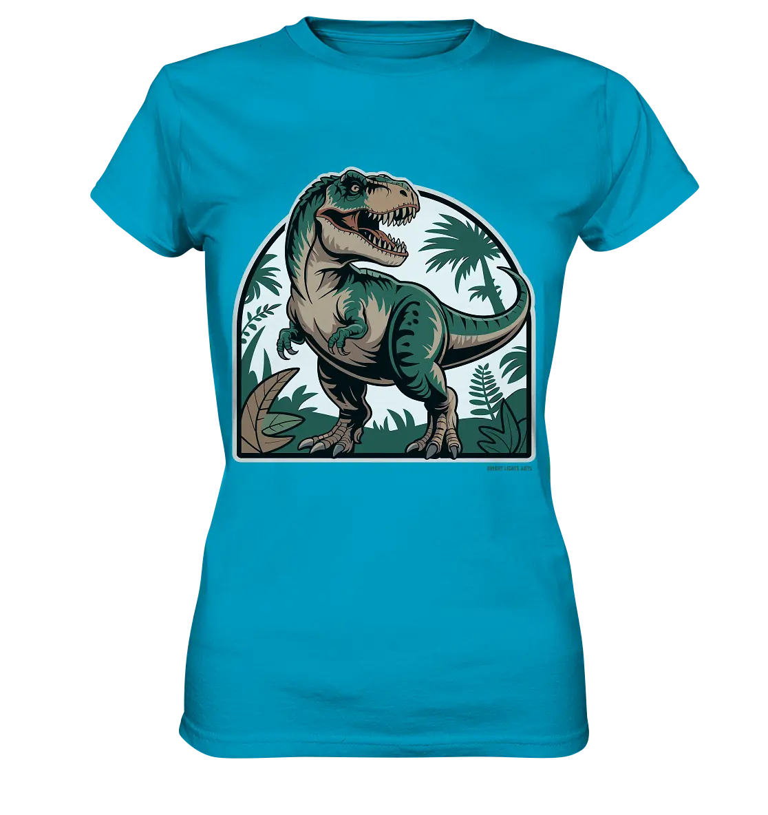T-Rex in the Jungle - Ladies Premium Shirt Bright Lights Arts