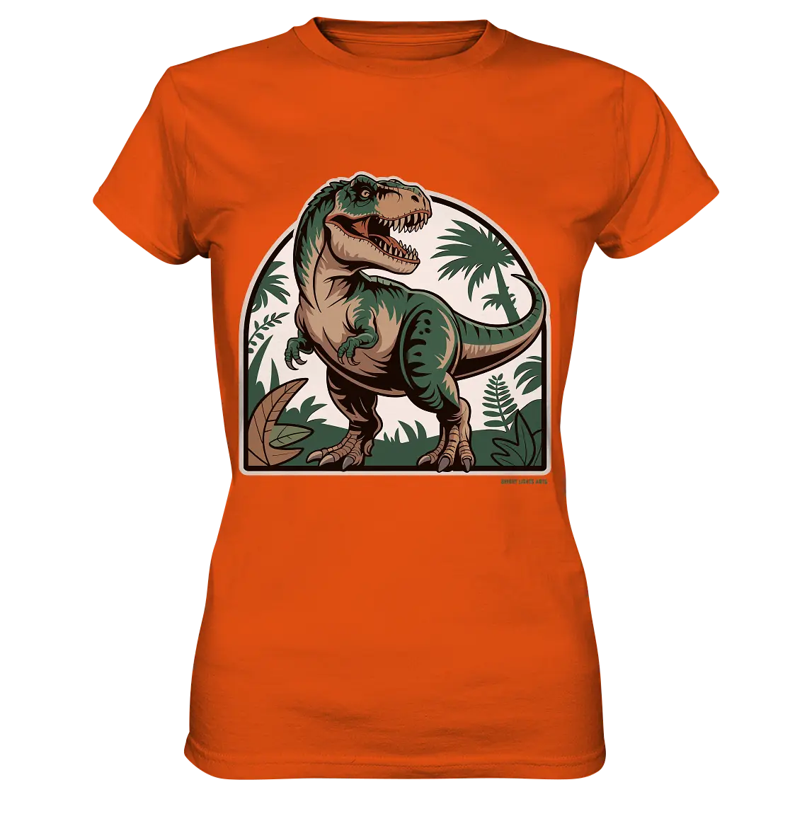 T-Rex in the Jungle - Ladies Premium Shirt Bright Lights Arts