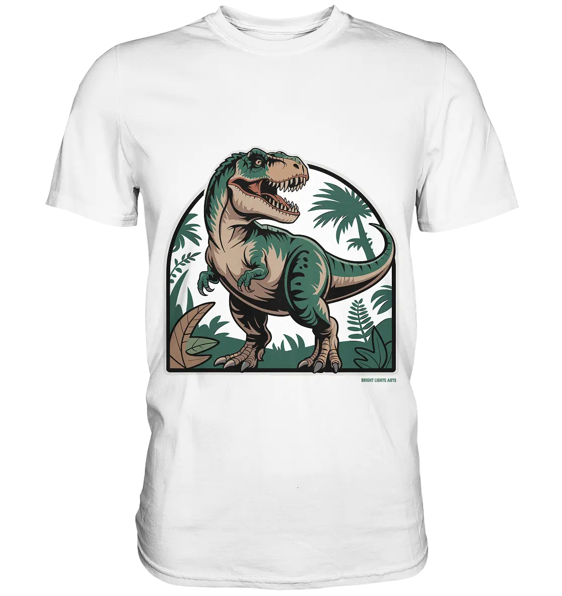 T-Rex in the Jungle - Premium Shirt Bright Lights Arts