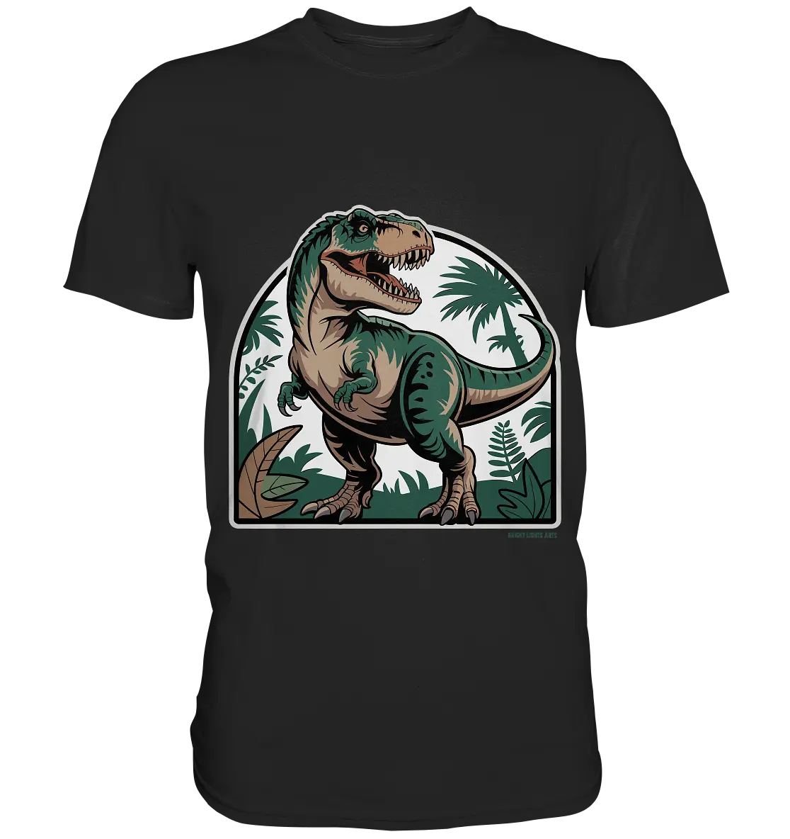 T-Rex in the Jungle - Premium Shirt Bright Lights Arts