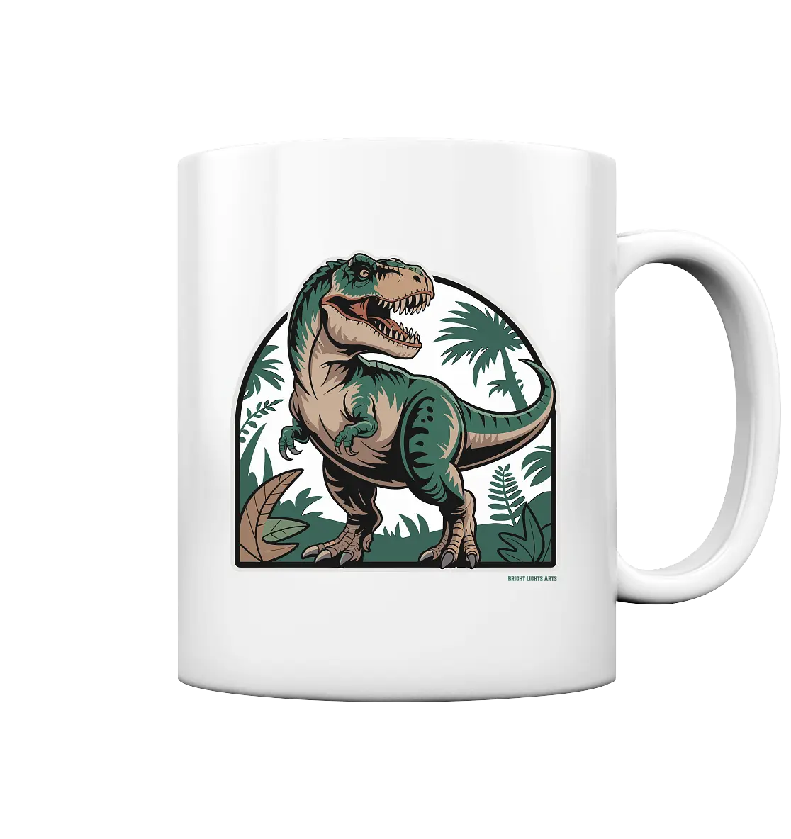 T-Rex in the Jungle - Tasse glossy Bright Lights Arts