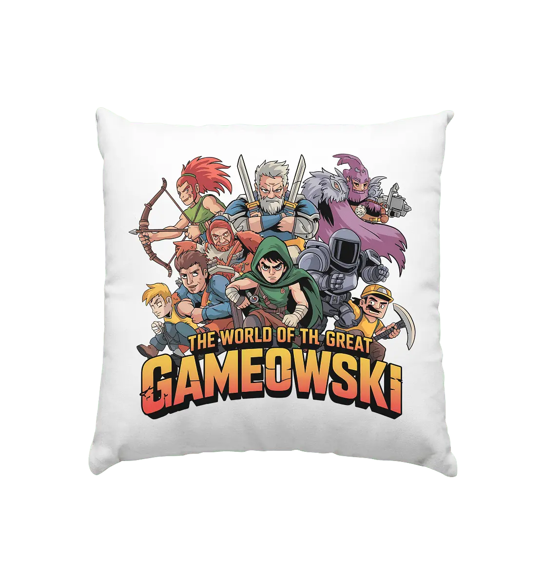 The Great Gameowski – Comic - Gaming - Abenteuer in epischer Farbwelt - Kissen 40x40cm - Bright Lights Arts