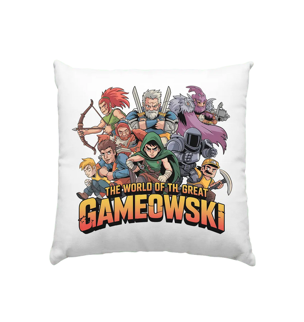 The Great Gameowski – Comic - Gaming - Abenteuer in epischer Farbwelt - Kissen 40x40cm - Bright Lights Arts