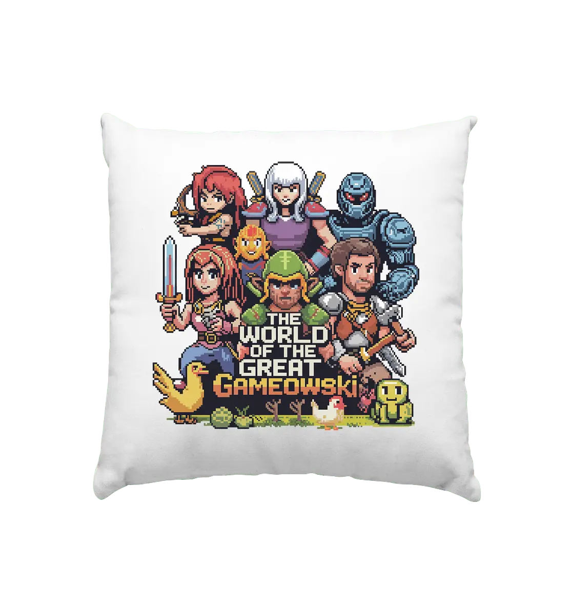 The World of the Great Gameowski – Exklusives Pixel - Art Design - Kissen 40x40cm - Bright Lights Arts