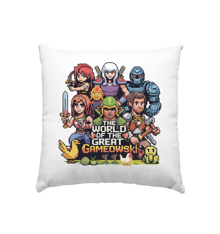The World of the Great Gameowski – Exklusives Pixel - Art Design - Kissen 40x40cm - Bright Lights Arts