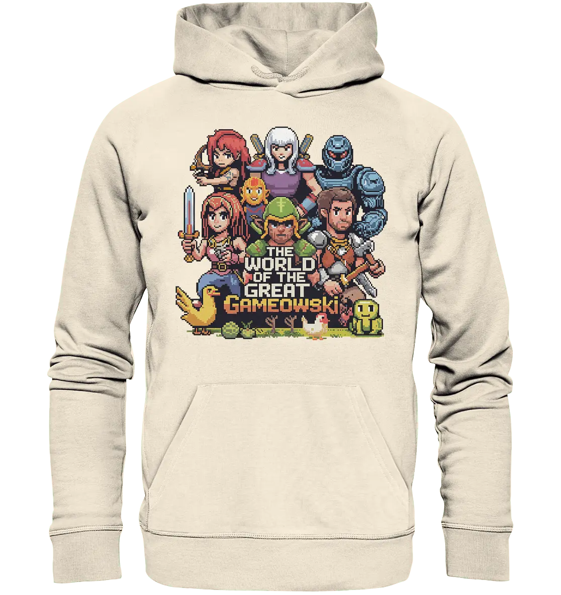The World of the Great Gameowski – Exklusives Pixel - Art Design - Organic Hoodie - Bright Lights Arts