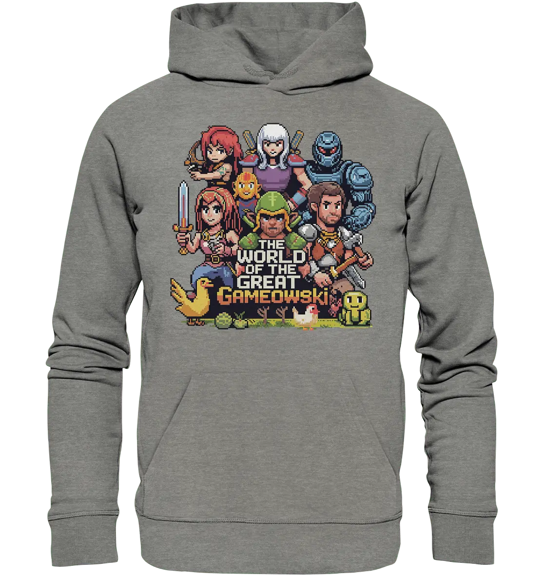 The World of the Great Gameowski – Exklusives Pixel - Art Design - Organic Hoodie - Bright Lights Arts