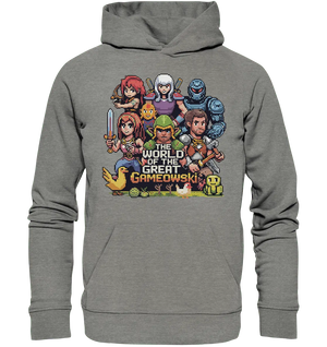 The World of the Great Gameowski – Exklusives Pixel - Art Design - Organic Hoodie - Bright Lights Arts