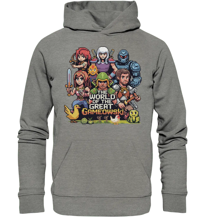 The World of the Great Gameowski – Exklusives Pixel - Art Design - Organic Hoodie - Bright Lights Arts