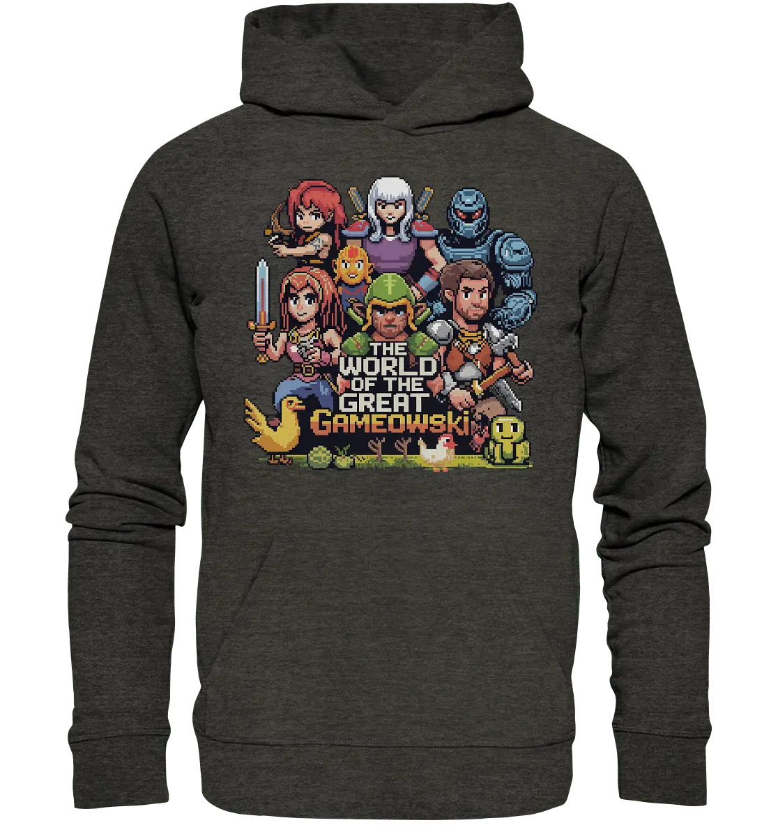 The World of the Great Gameowski – Exklusives Pixel - Art Design - Organic Hoodie - Bright Lights Arts