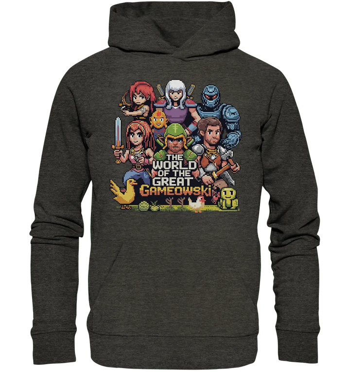 The World of the Great Gameowski – Exklusives Pixel - Art Design - Organic Hoodie - Bright Lights Arts