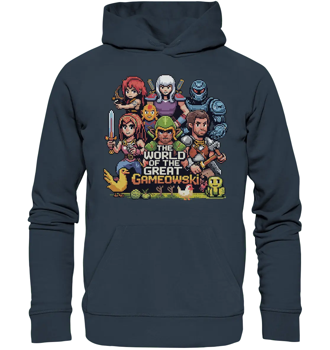 The World of the Great Gameowski – Exklusives Pixel - Art Design - Organic Hoodie - Bright Lights Arts