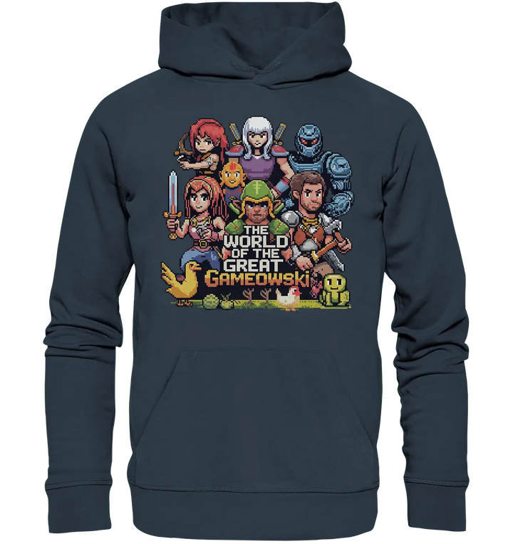 The World of the Great Gameowski – Exklusives Pixel - Art Design - Organic Hoodie - Bright Lights Arts