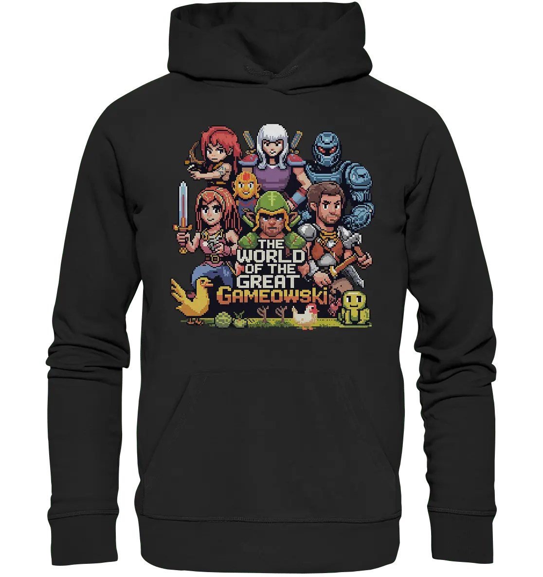 The World of the Great Gameowski – Exklusives Pixel - Art Design - Organic Hoodie - Bright Lights Arts