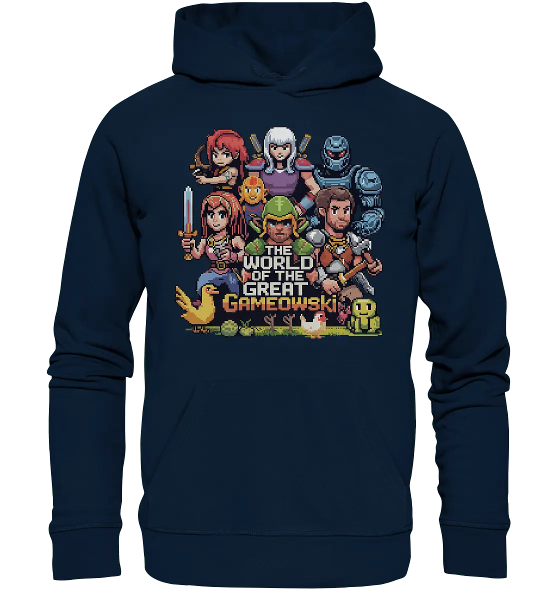The World of the Great Gameowski – Exklusives Pixel - Art Design - Organic Hoodie - Bright Lights Arts