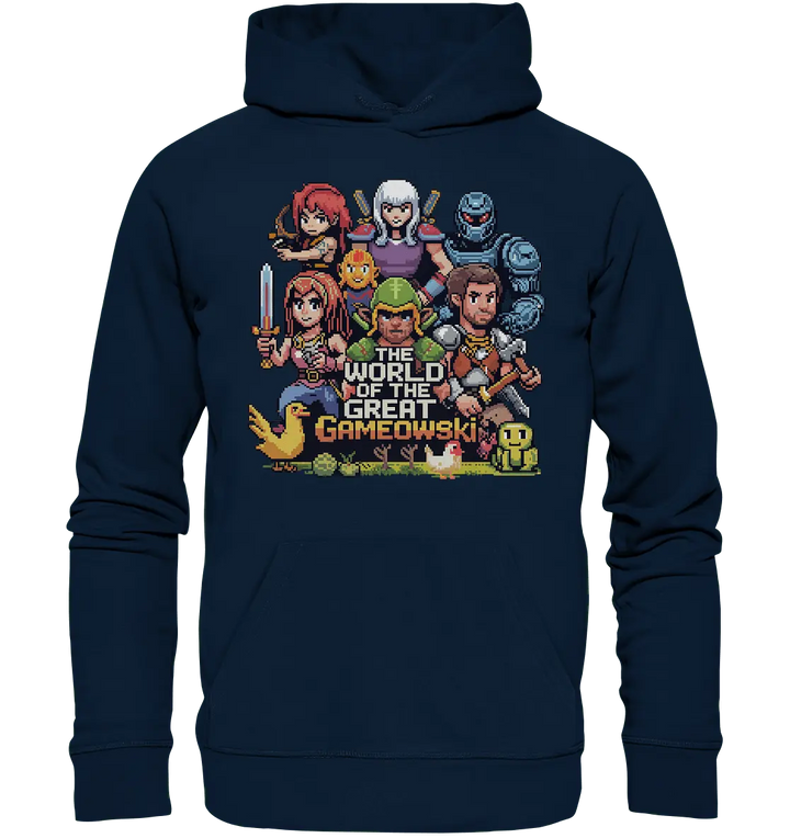 The World of the Great Gameowski – Exklusives Pixel - Art Design - Organic Hoodie - Bright Lights Arts