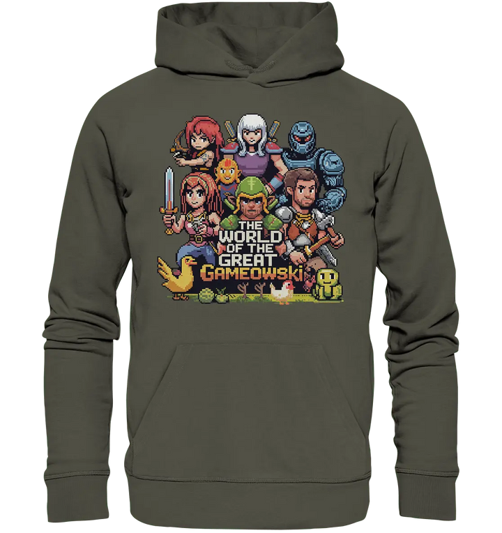 The World of the Great Gameowski – Exklusives Pixel - Art Design - Organic Hoodie - Bright Lights Arts