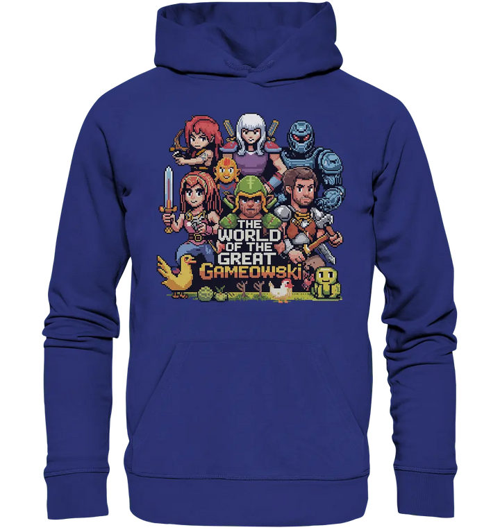The World of the Great Gameowski – Exklusives Pixel - Art Design - Organic Hoodie - Bright Lights Arts