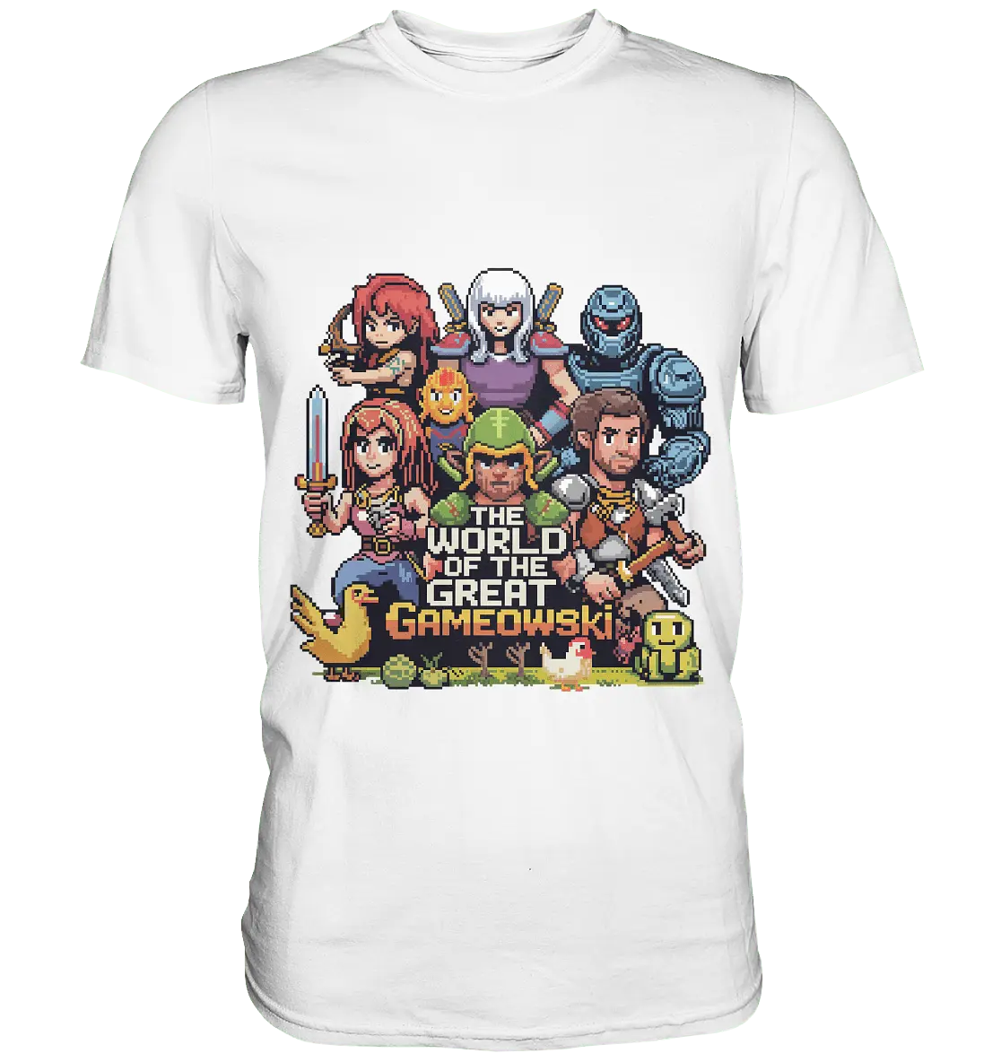 The World of the Great Gameowski – Exklusives Pixel - Art Design - Premium Shirt - Bright Lights Arts