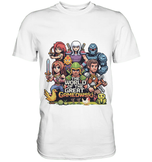 The World of the Great Gameowski – Exklusives Pixel - Art Design - Premium Shirt - Bright Lights Arts
