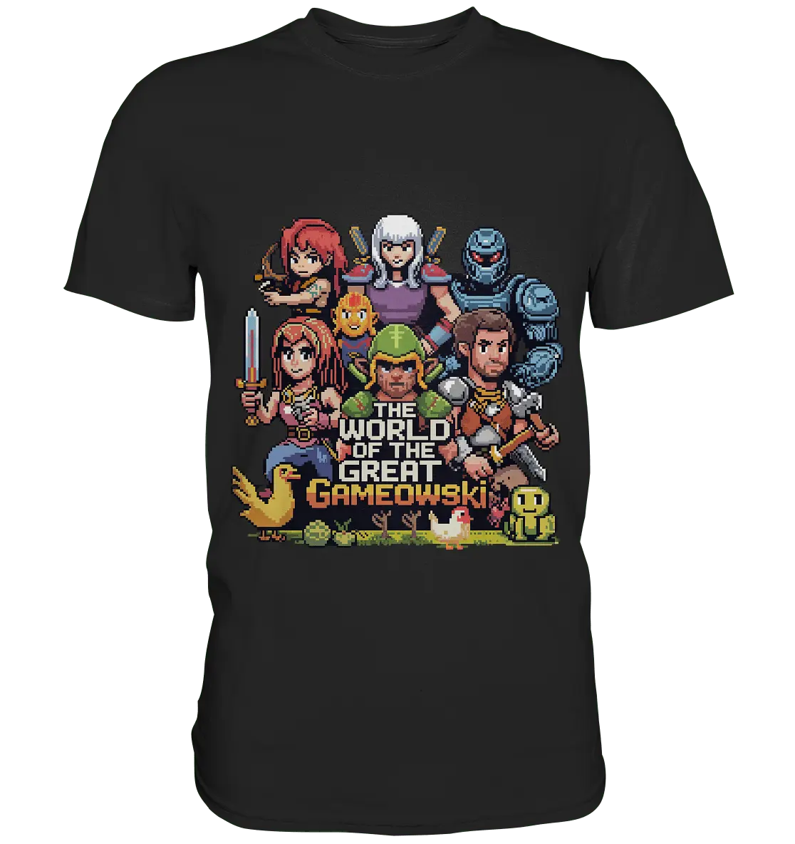 The World of the Great Gameowski – Exklusives Pixel - Art Design - Premium Shirt - Bright Lights Arts