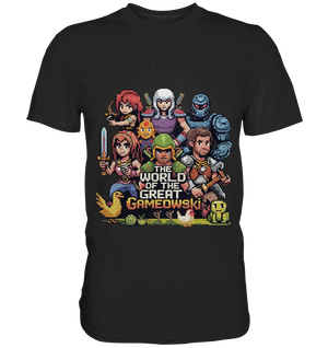 The World of the Great Gameowski – Exklusives Pixel - Art Design - Premium Shirt - Bright Lights Arts