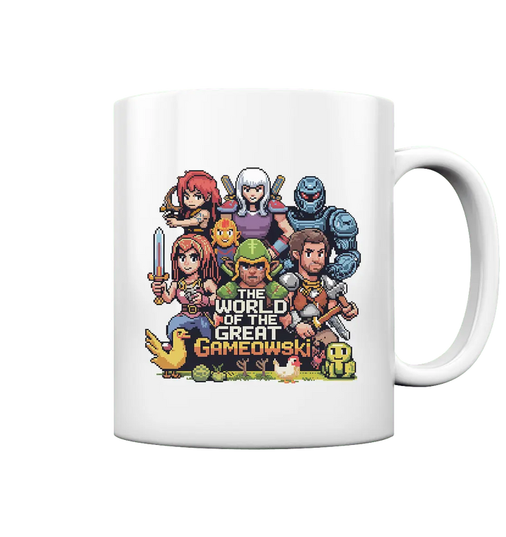 The World of the Great Gameowski – Exklusives Pixel - Art Design - Tasse glossy - Bright Lights Arts