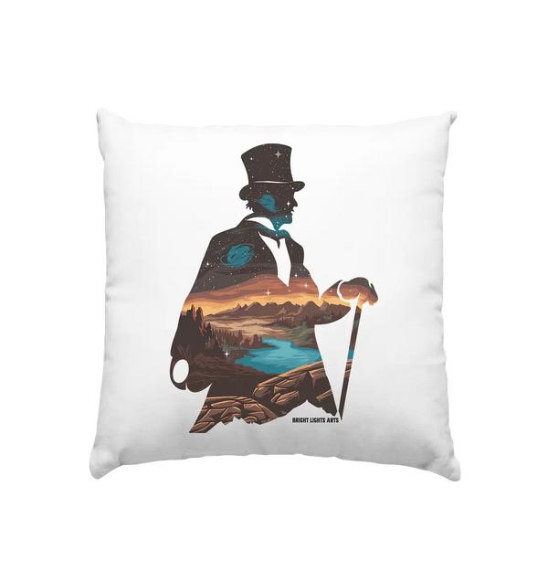 Time Traveler im Zylinderhut  - Kissen 40x40cm Bright Lights Arts