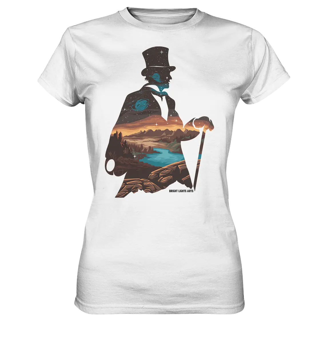 Time Traveler im Zylinderhut  - Ladies Premium Shirt Bright Lights Arts