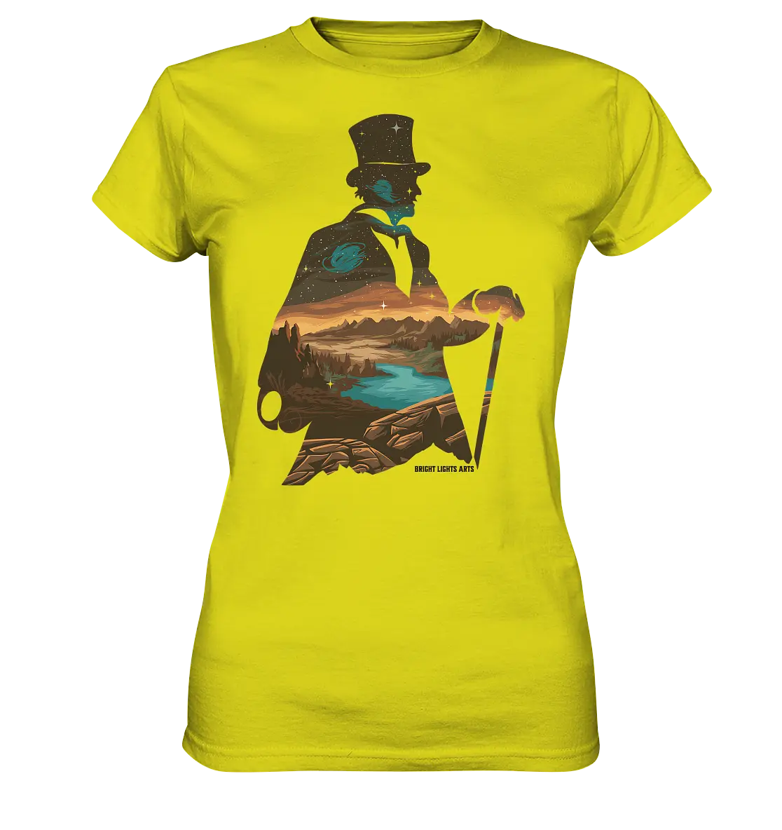 Time Traveler im Zylinderhut  - Ladies Premium Shirt Bright Lights Arts