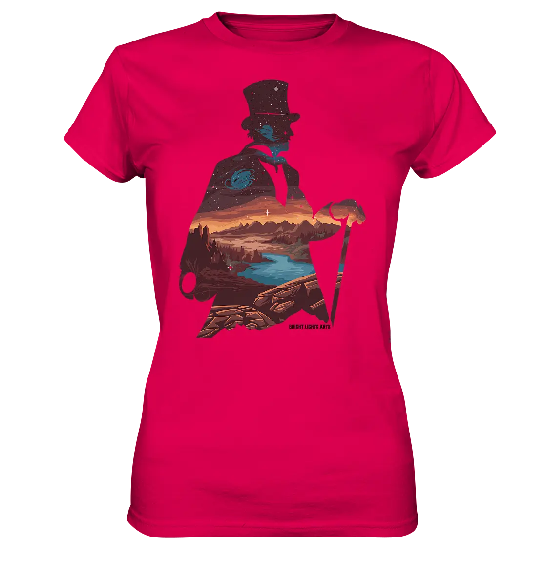 Time Traveler im Zylinderhut  - Ladies Premium Shirt Bright Lights Arts