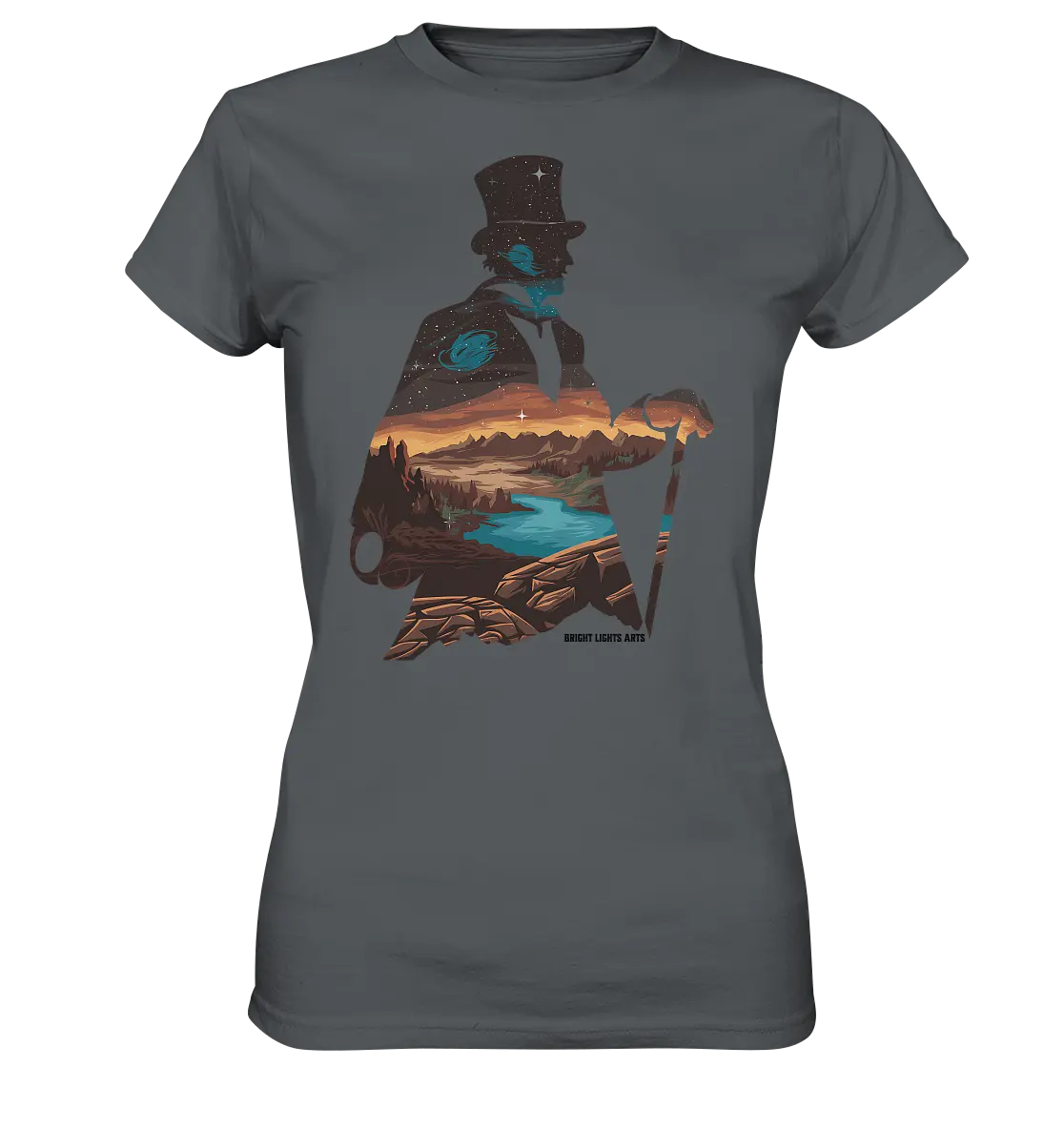 Time Traveler im Zylinderhut  - Ladies Premium Shirt Bright Lights Arts