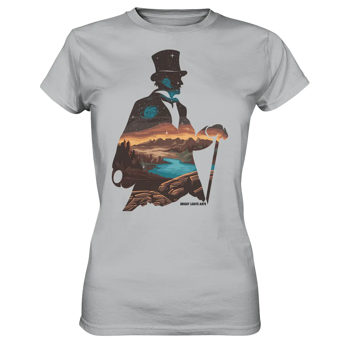 Time Traveler im Zylinderhut  - Ladies Premium Shirt Bright Lights Arts