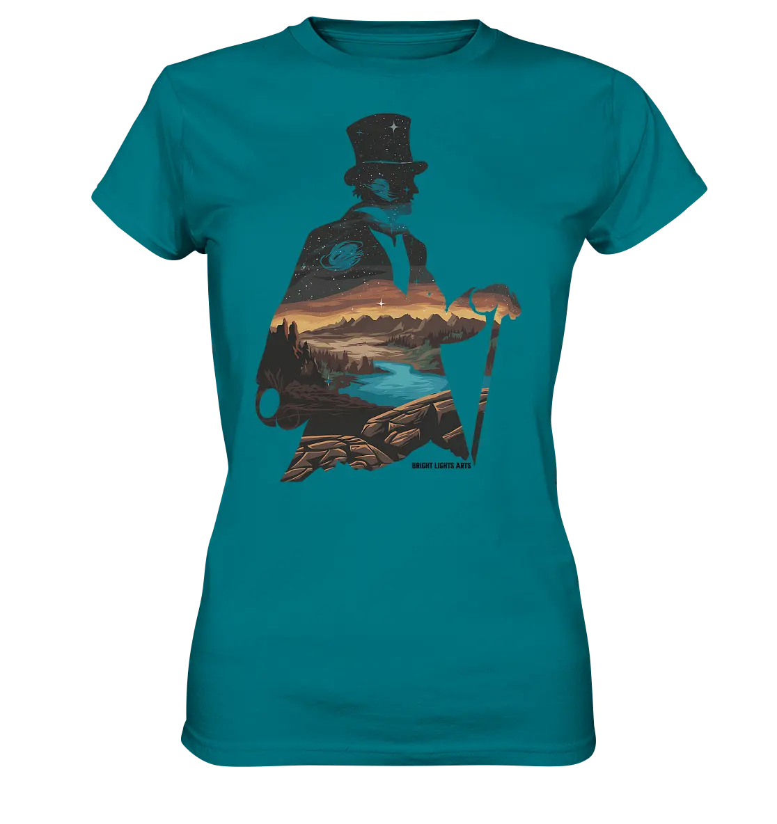 Time Traveler im Zylinderhut  - Ladies Premium Shirt Bright Lights Arts