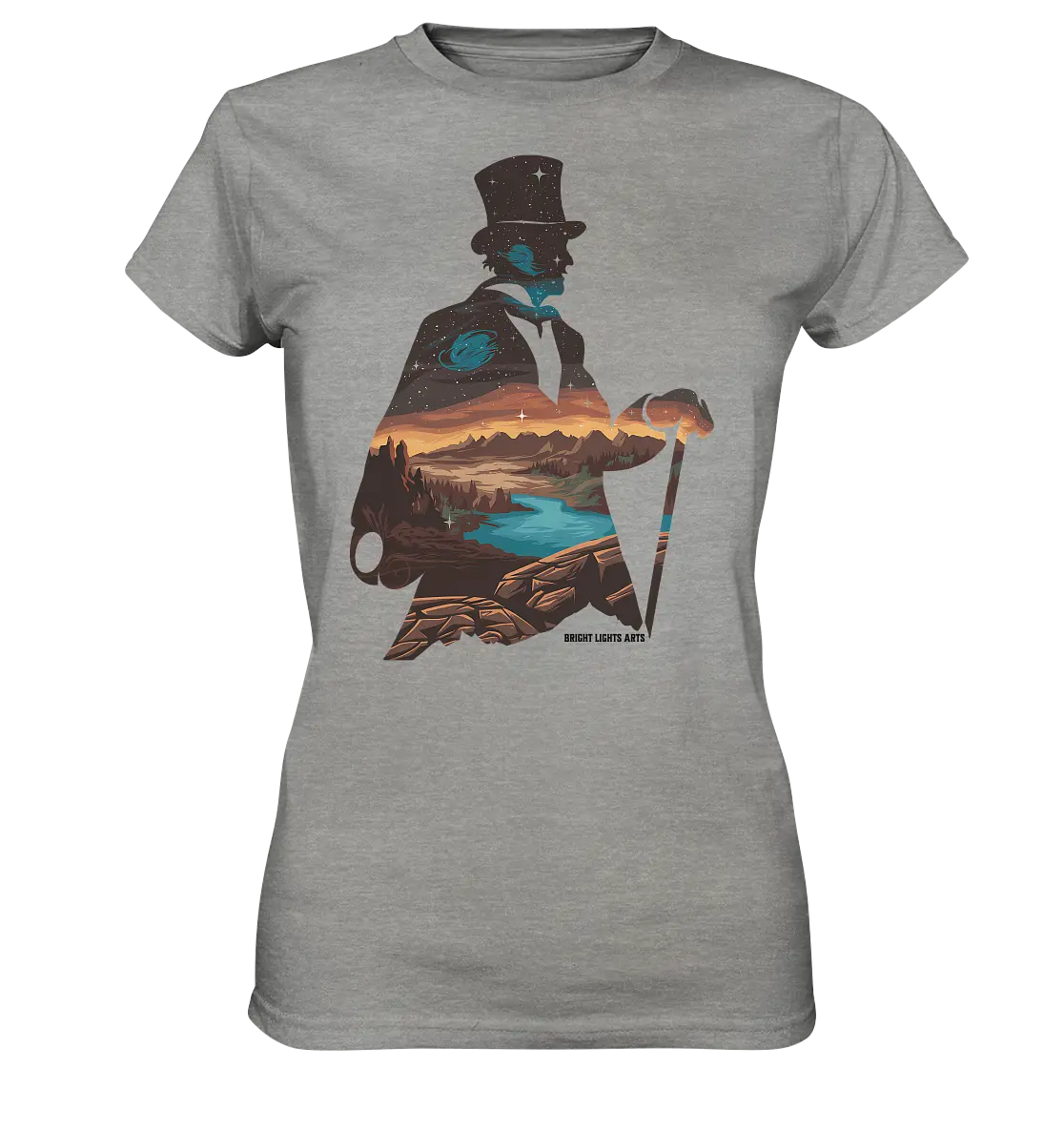 Time Traveler im Zylinderhut  - Ladies Premium Shirt Bright Lights Arts