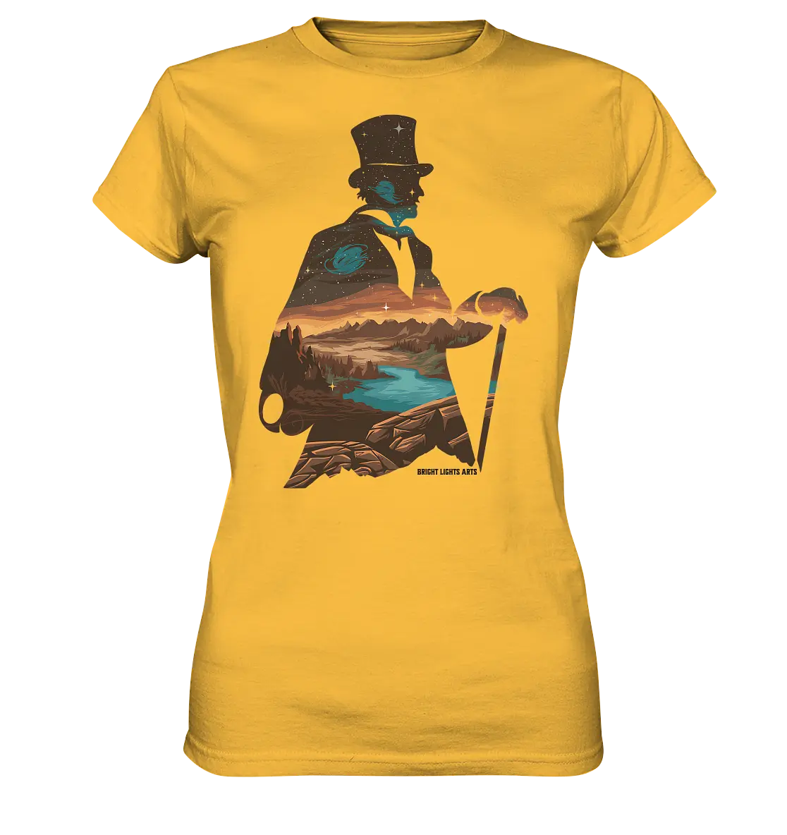 Time Traveler im Zylinderhut  - Ladies Premium Shirt Bright Lights Arts
