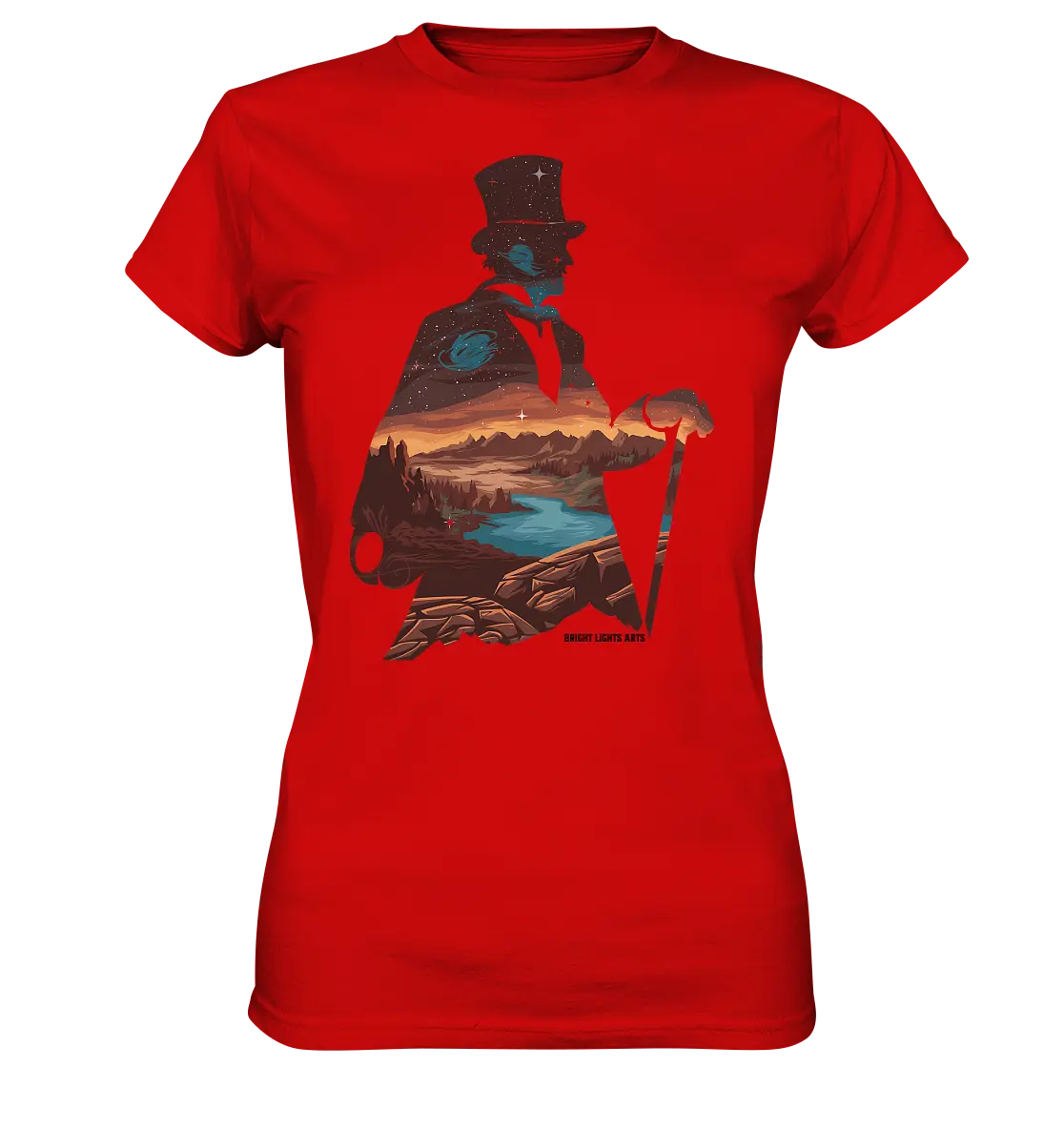 Time Traveler im Zylinderhut  - Ladies Premium Shirt Bright Lights Arts