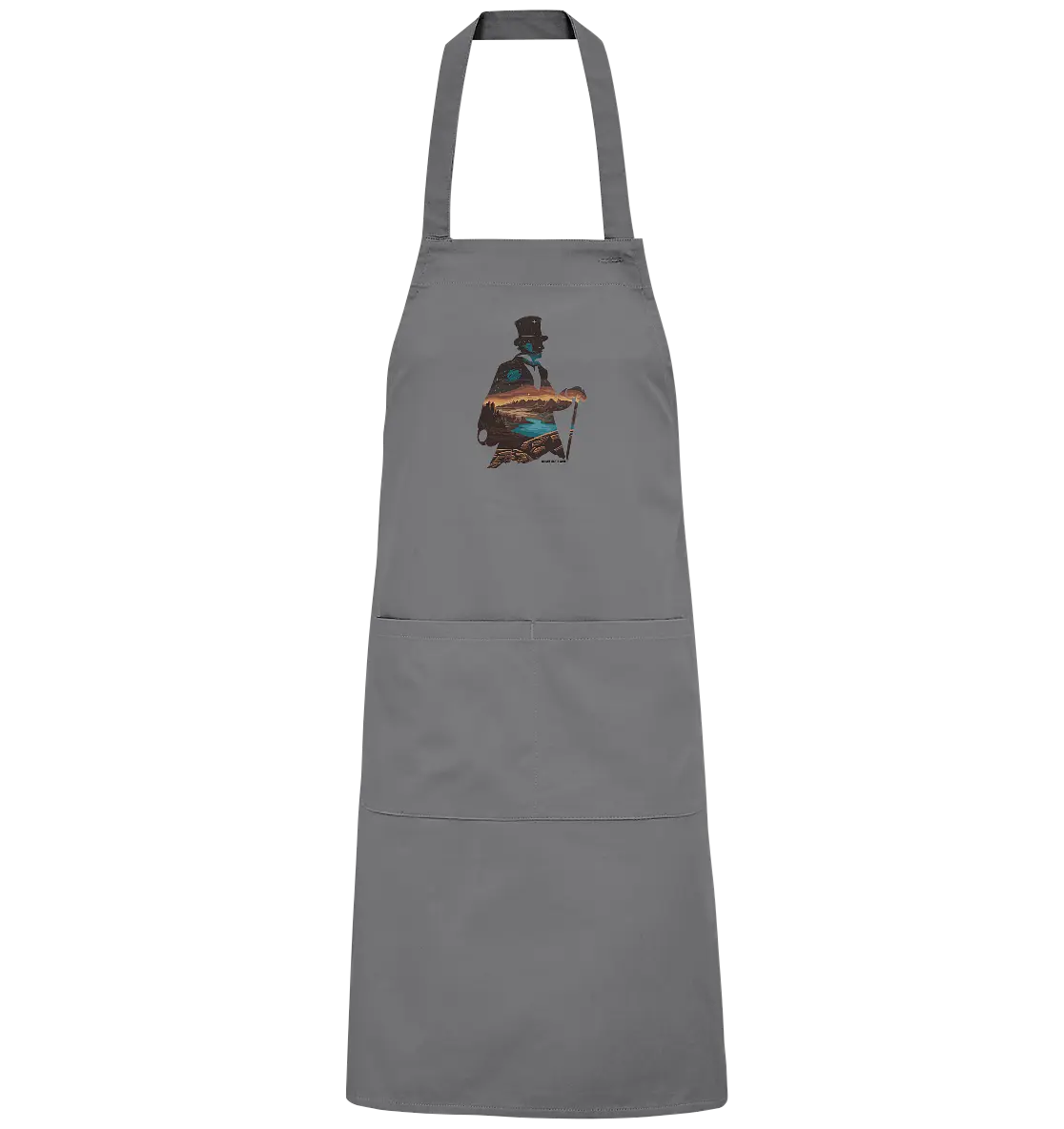 Time Traveler im Zylinderhut  - Organic Grillschürze Bright Lights Arts