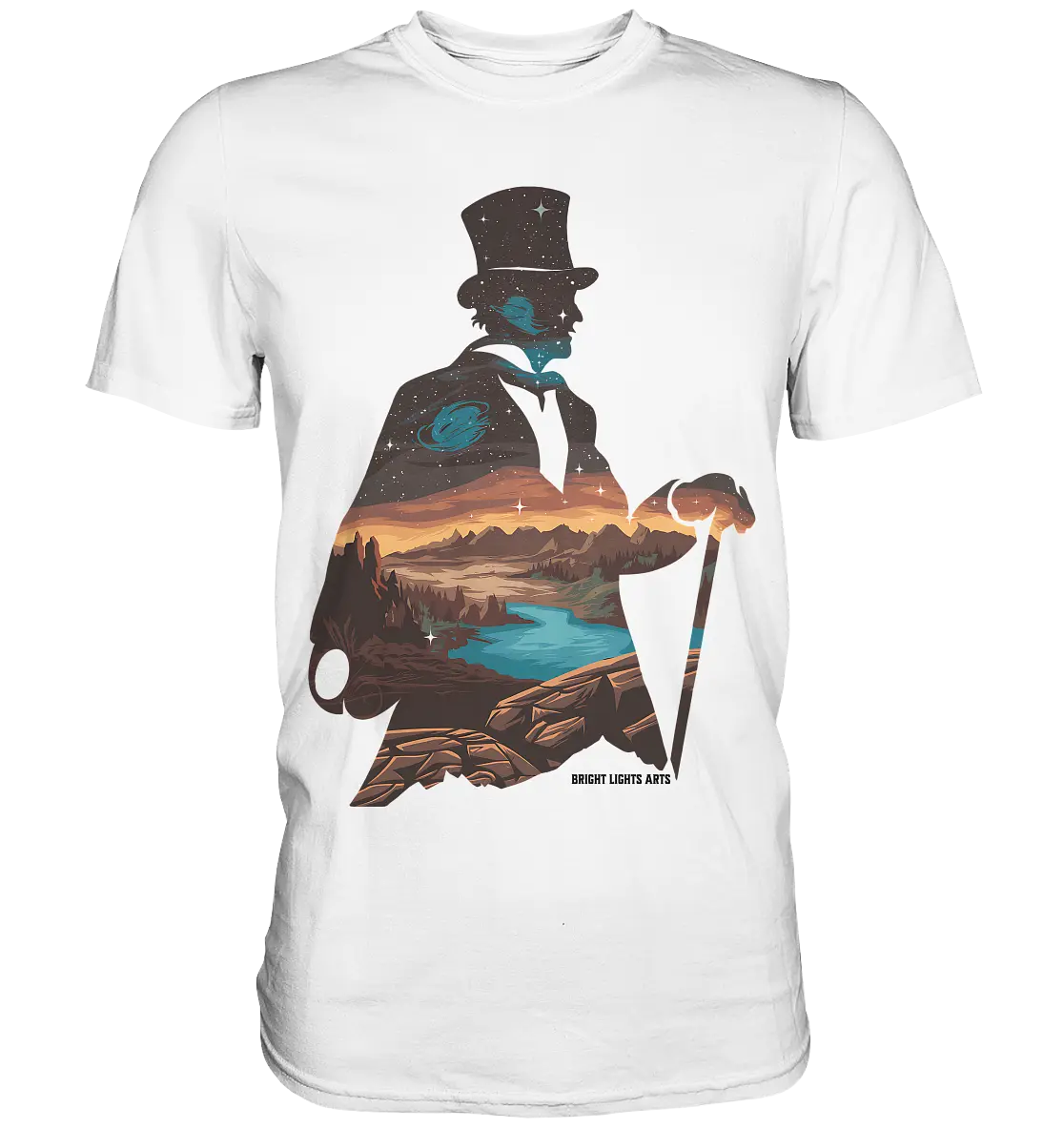 Time Traveler im Zylinderhut  - Premium Shirt Bright Lights Arts