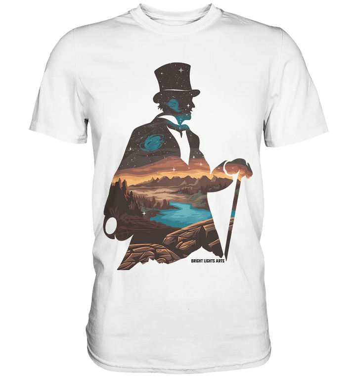Time Traveler im Zylinderhut  - Premium Shirt Bright Lights Arts