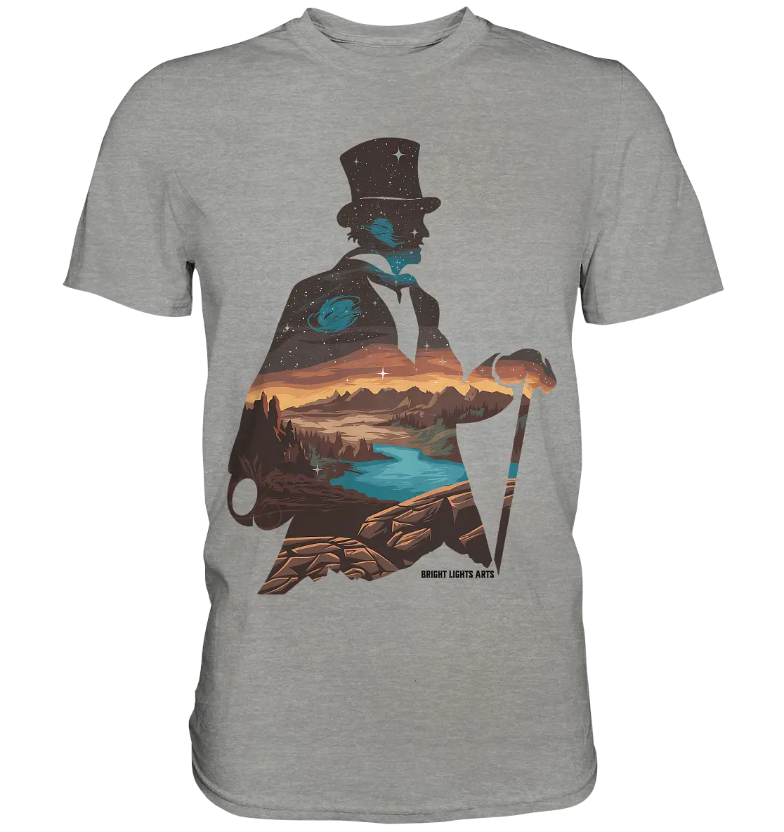 Time Traveler im Zylinderhut  - Premium Shirt Bright Lights Arts