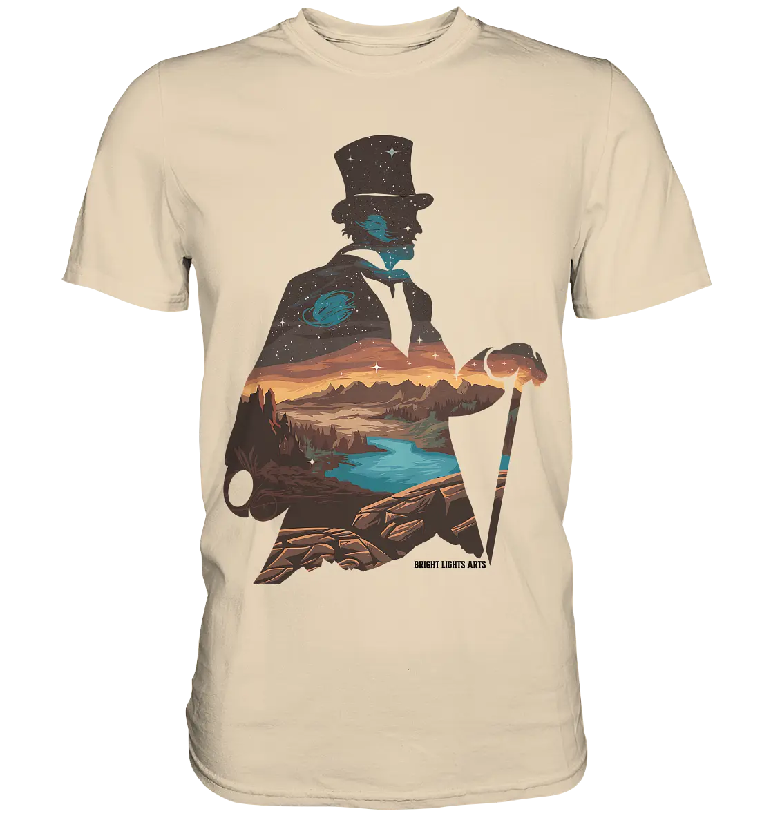 Time Traveler im Zylinderhut  - Premium Shirt Bright Lights Arts
