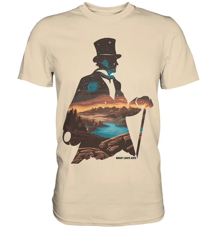 Time Traveler im Zylinderhut  - Premium Shirt Bright Lights Arts