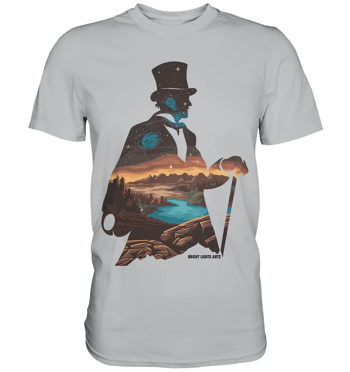 Time Traveler im Zylinderhut  - Premium Shirt Bright Lights Arts