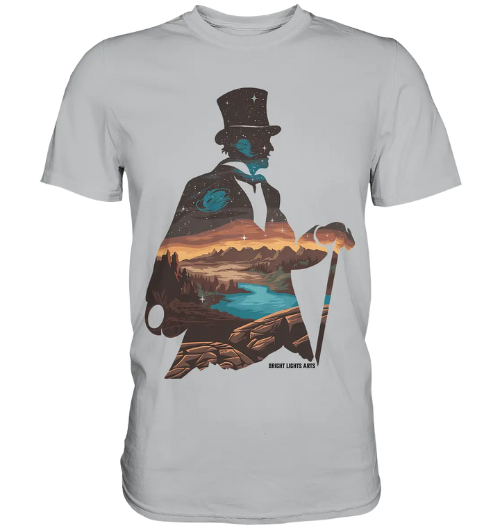 Time Traveler im Zylinderhut  - Premium Shirt Bright Lights Arts