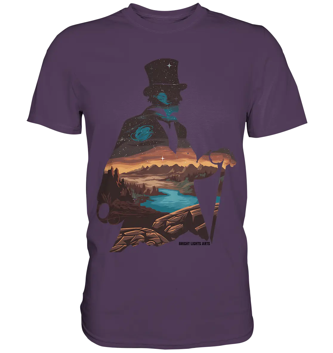 Time Traveler im Zylinderhut  - Premium Shirt Bright Lights Arts