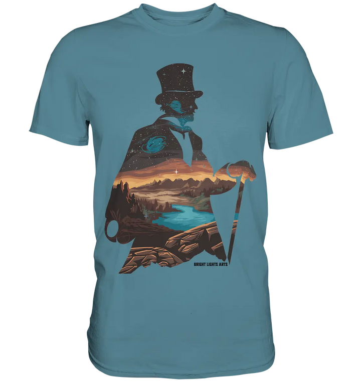 Time Traveler im Zylinderhut  - Premium Shirt Bright Lights Arts