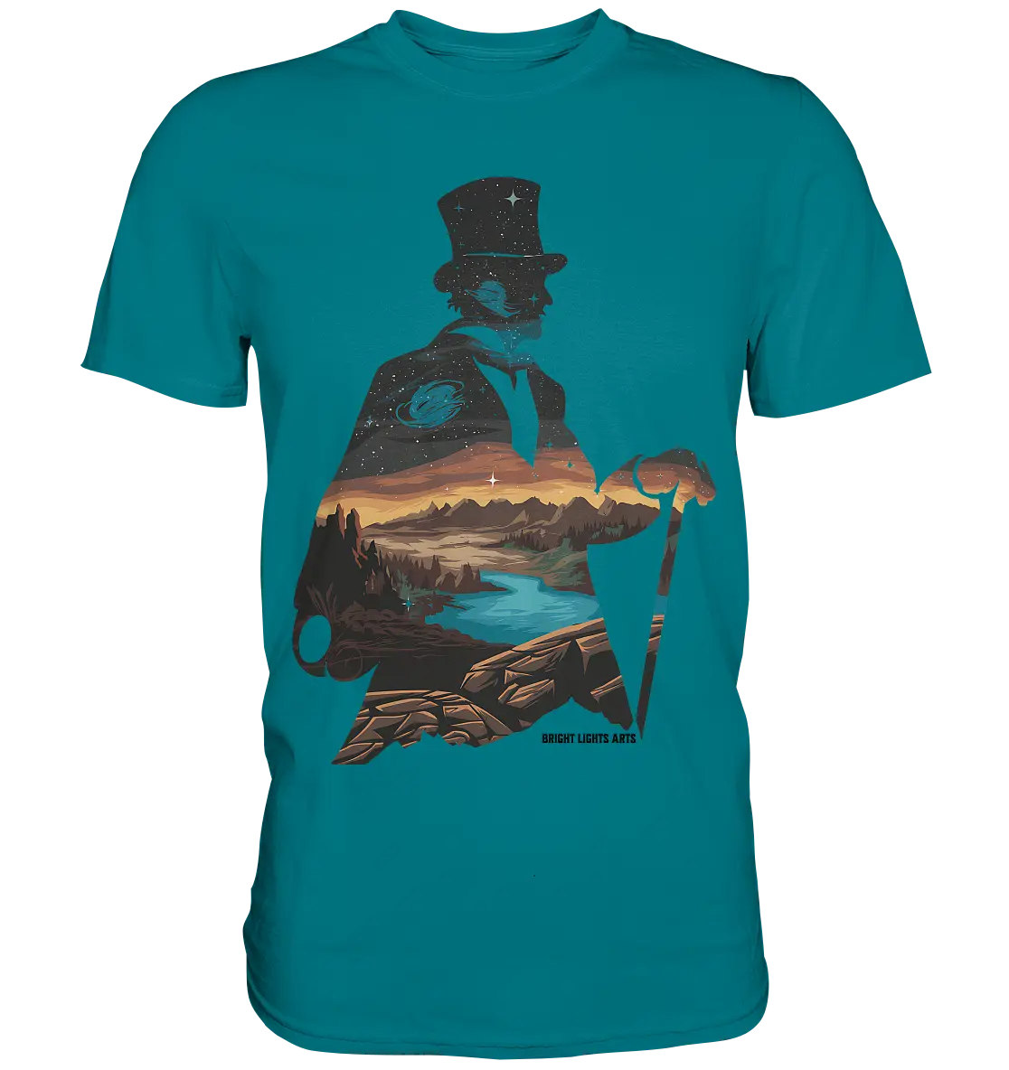 Time Traveler im Zylinderhut  - Premium Shirt Bright Lights Arts