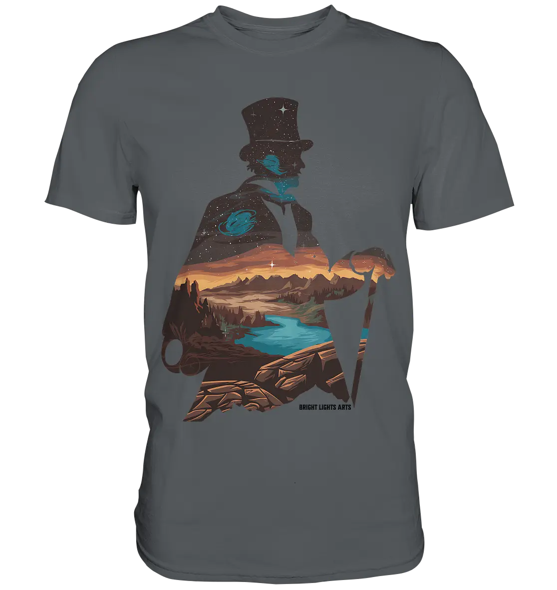 Time Traveler im Zylinderhut  - Premium Shirt Bright Lights Arts
